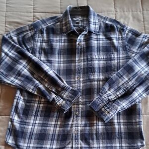 Eddie Bauer Blue and White Checkered Flannel Shirt